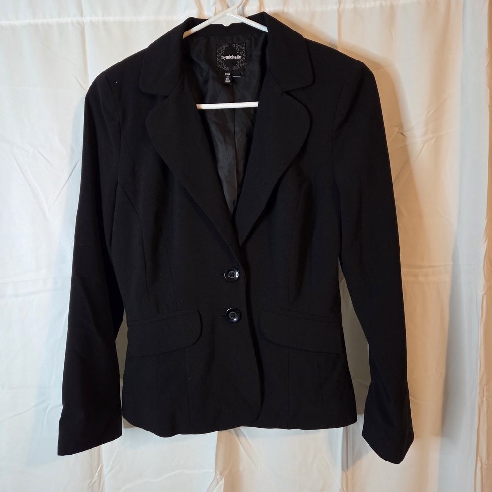 My Michelle Women's Two Button Black Blazer Office Minimalist Size M